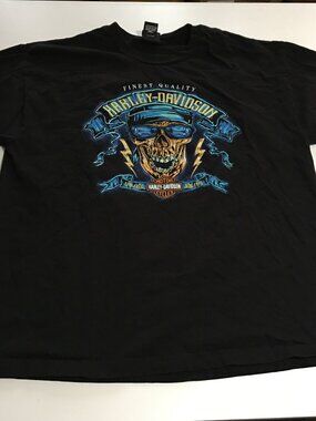 Harley Davidson T-Shirt Mens XL Black Las Vegas Nevada Skull Thunder Motorcycle